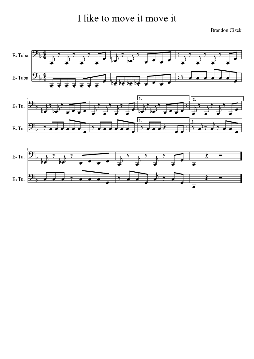 I like to move it move it Sheet music for Tuba (Brass Duet) | Musescore.com