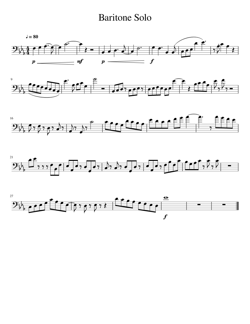 Baritone Solo Sheet Music For Euphonium (Solo) | Musescore.com