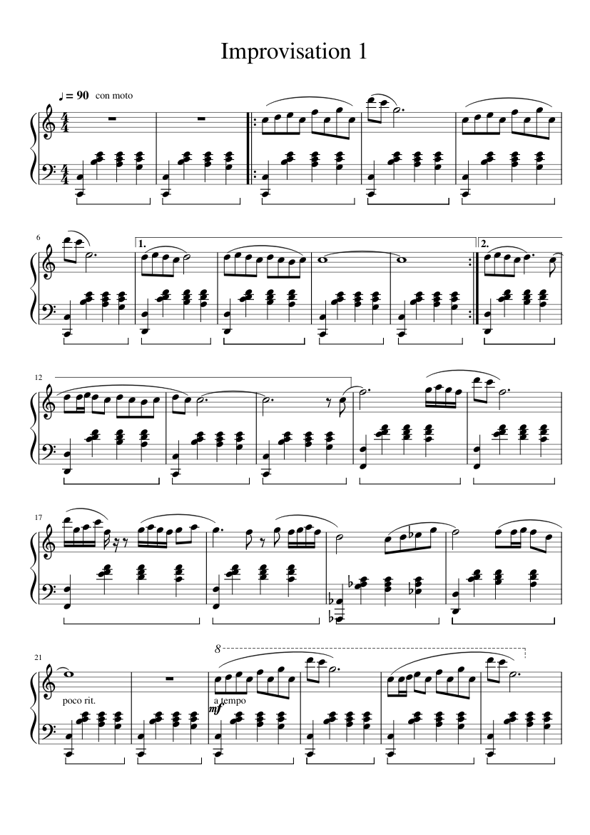 Improvisation C-Dur - Romantic Sheet music for Piano (Solo) | Musescore.com