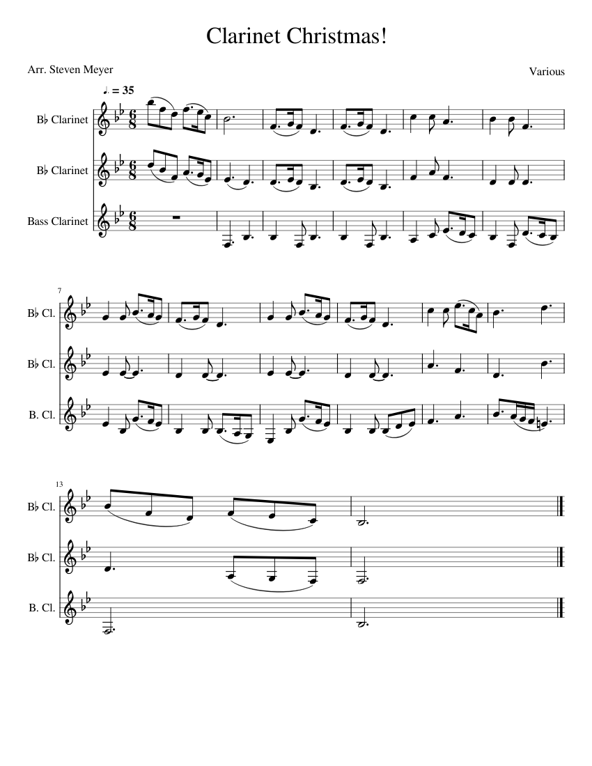 Clarinet Christmas! Sheet music for Clarinet in b-flat, Clarinet bass