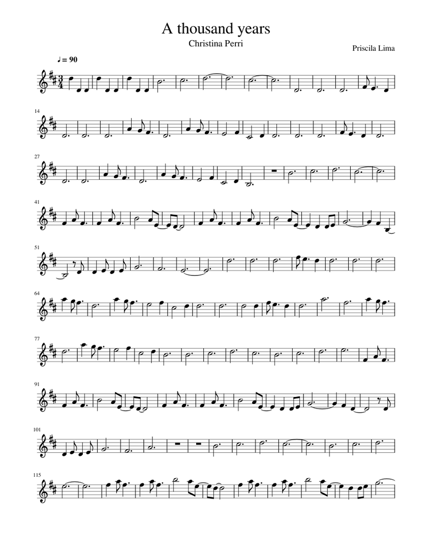 A thousand years Sheet music for Violin (Solo) | Musescore.com
