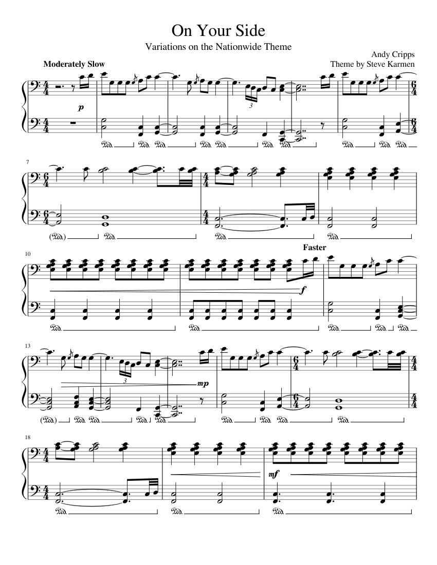 On Your Side Variation On The Nationwide Theme Sheet Music For Piano Solo Musescore Com