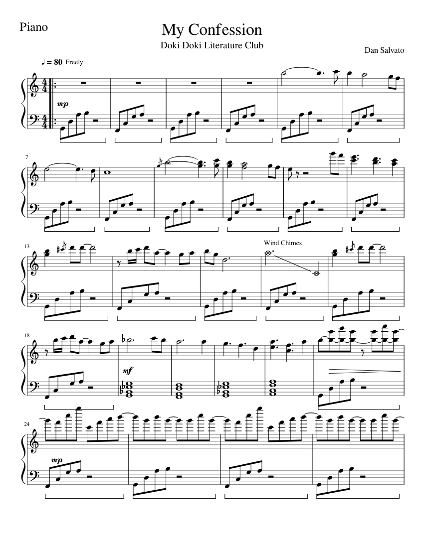 Doki Doki Literature Club Plus OST - My Song, Your Note (Piano) Sheet music  for Piano (Solo) Easy