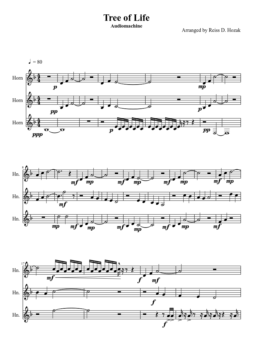Tree of Life(Audiomachine) Sheet music for French horn (Mixed Trio) |  Musescore.com