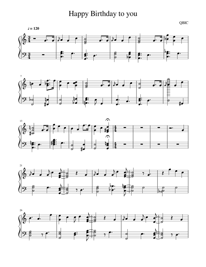 Happy Birthday to you Sheet music for Piano Solo | Musescore.com