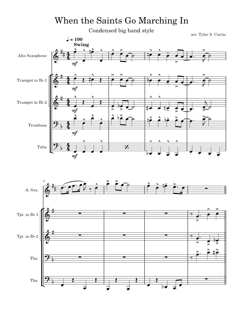 When the Saints Go Marching In Sheet music for Trombone, Tuba, Saxophone alto, Trumpet other