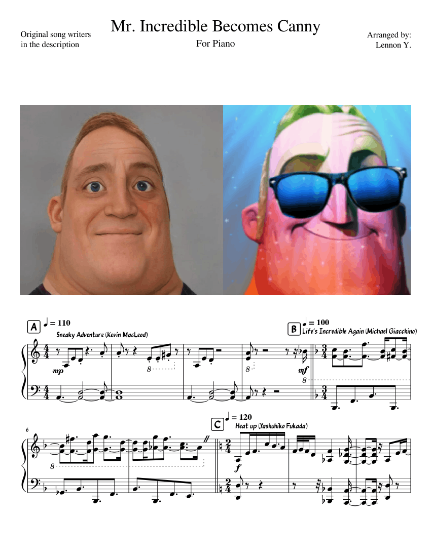 Mr. Incredible Becomes Canny Sheet music for Piano (Solo