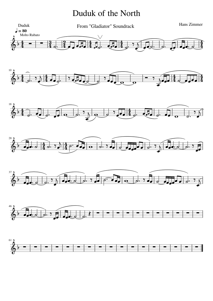 Duduk of the north – Hans Zimmer Duduk of the North Sheet music for  Woodwinds (other) (Solo) | Musescore.com