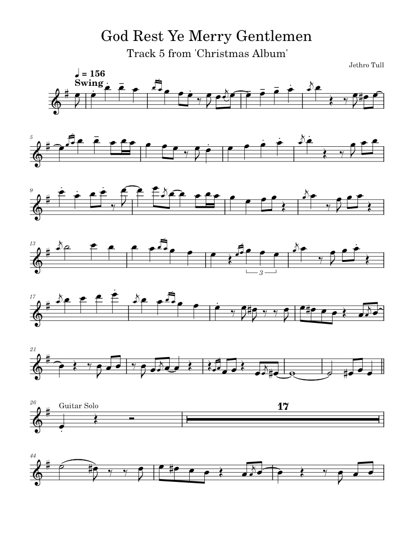 God Rest Ye Merry Gentlemen Jethro Tull Sheet music for Flute (Solo)