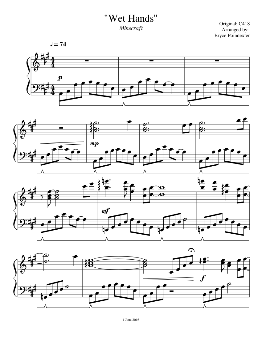 Wet Hands - V2 Sheet music for Piano (Solo) | Musescore.com