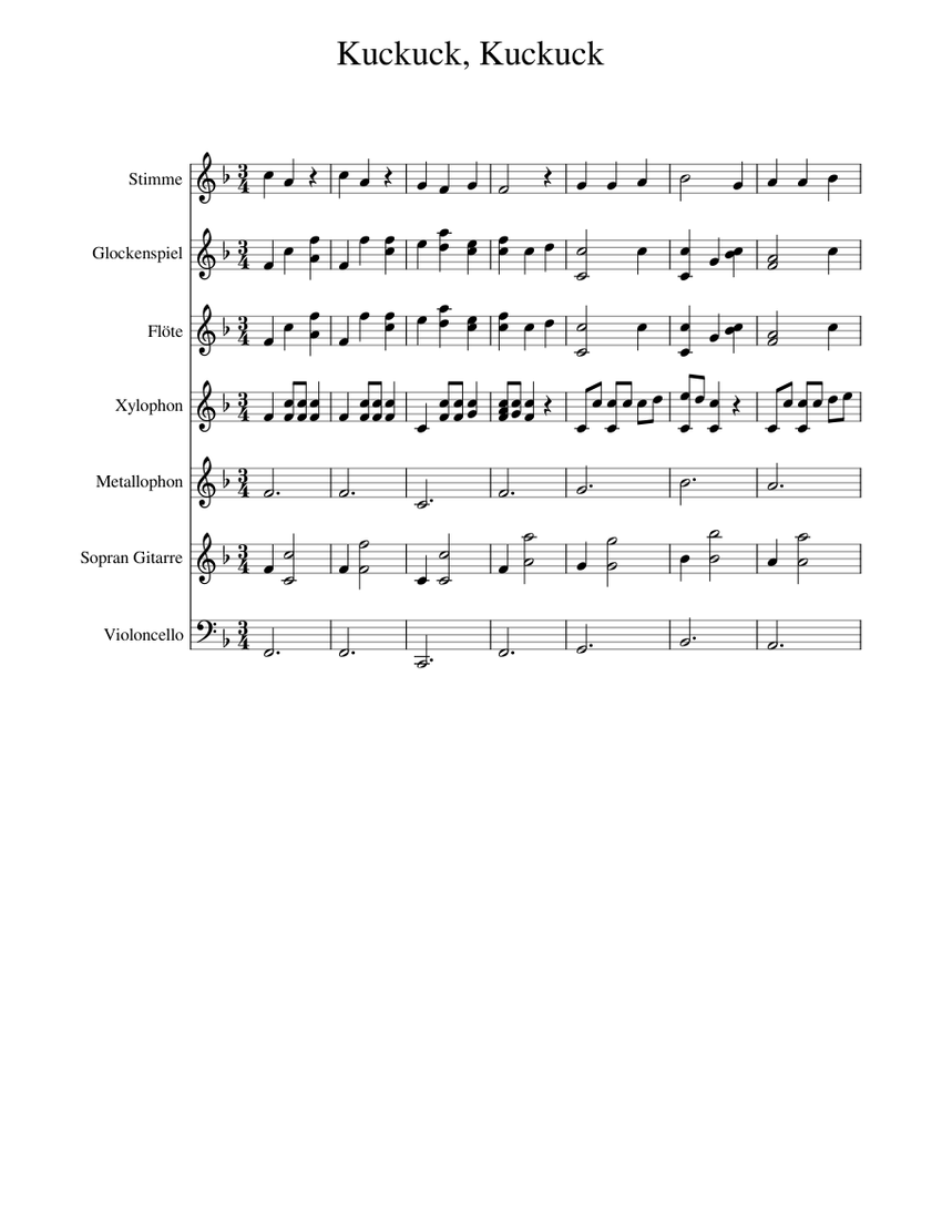 Kuckuck Kuckuck Rufts Aus Dem Wald – Misc Traditional Sheet music for