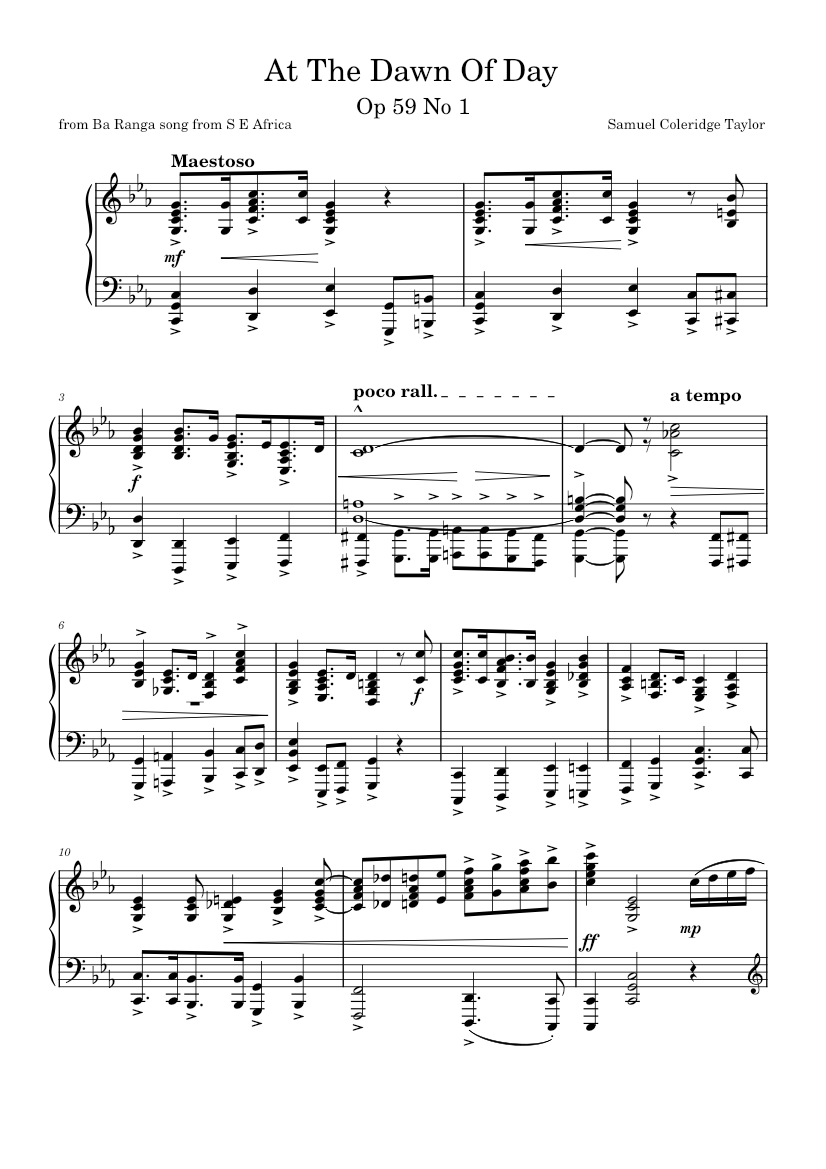 At the dawn of the day 1 of 24 Negro melodies Samuel Coleridge