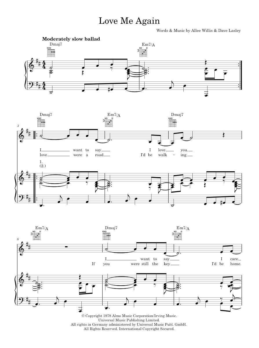 Play Official version of Love Me Again sheet music by