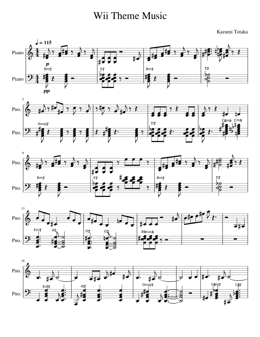 Wii Theme Music Sheet music for Piano (Solo) | Musescore.com