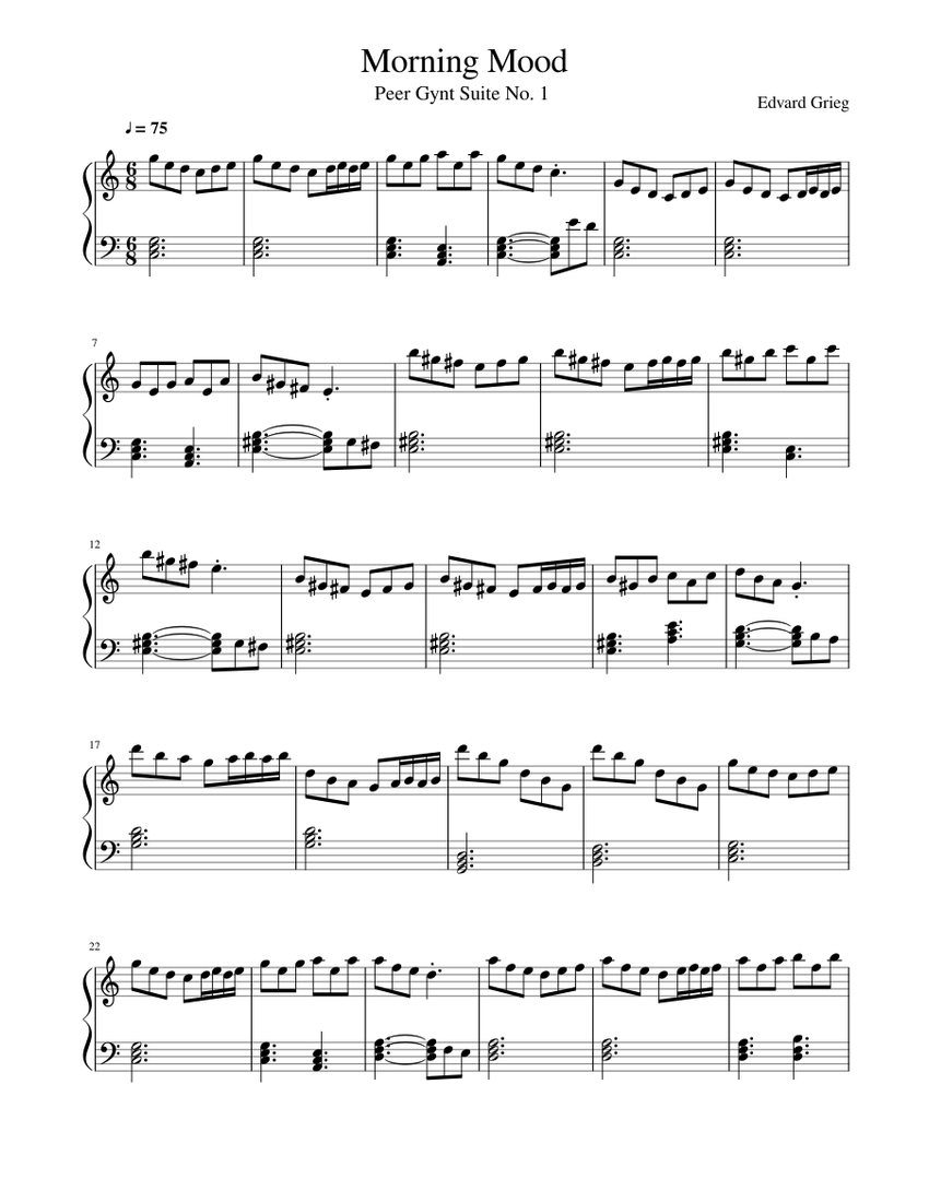 Morning Mood Sheet music for Piano (Solo) | Musescore.com
