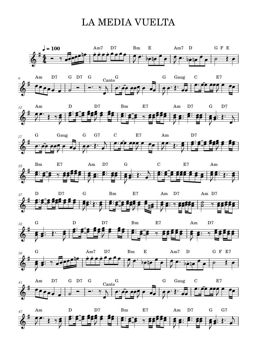 LA MEDIA VUELTA Sheet music for Piano (PianoVoice) Easy