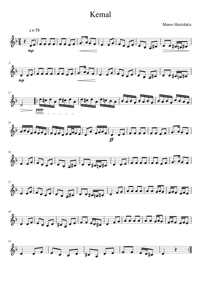 Kemal Sheet music for Piano (Solo) Easy | Musescore.com