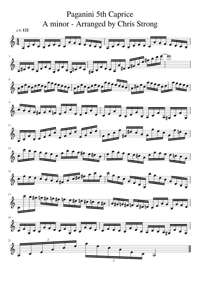 paganini caprice no 5 sheet music - polypak.ru.