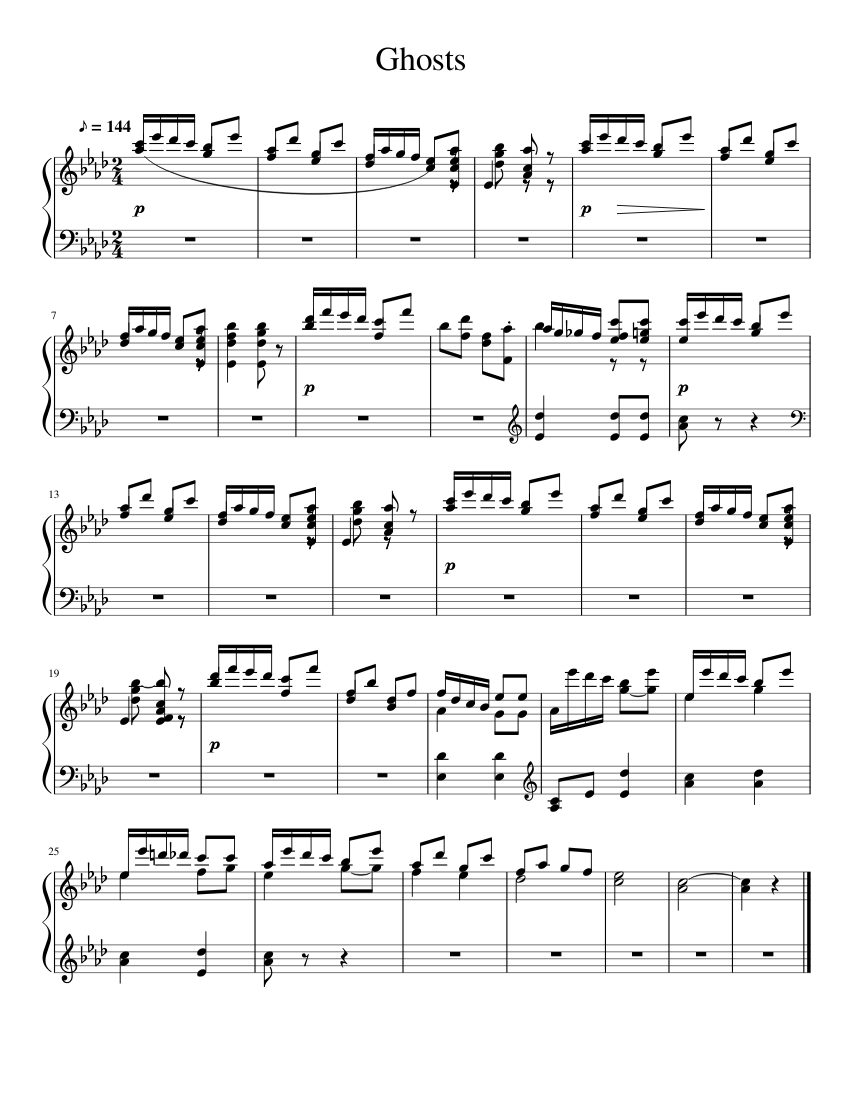 Ghosts Sheet music for Piano (Solo) | Musescore.com