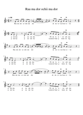 Rau ma dor ochii ma dor by Stefania Iacob free sheet music | Download PDF  or print on Musescore.com