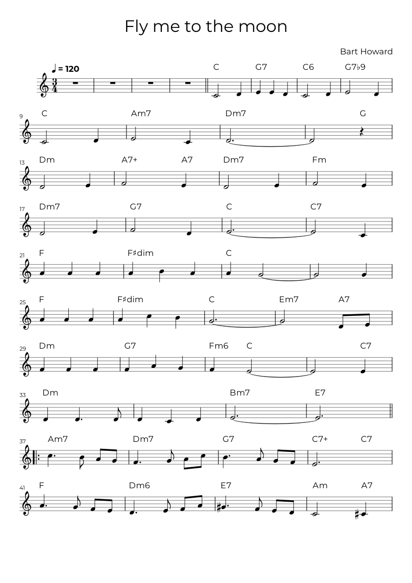 Fly me to the Moon Alto sax Sheet music for Saxophone alto (Solo)