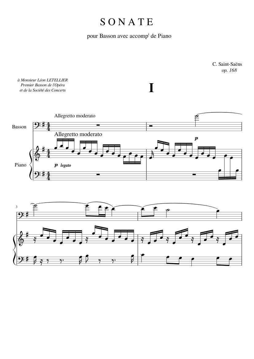 Piano Sonate Opus 168 Basson -