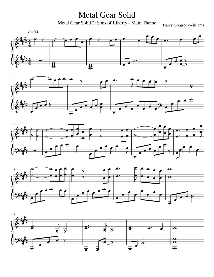 Metal Gear Solid 2: Sons of Liberty - Main Theme Sheet music for Piano  (Solo) | Musescore.com