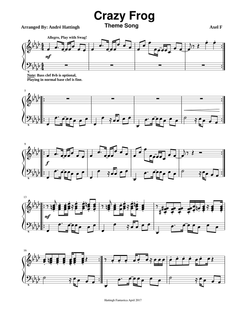Crazy Frog - Piano Solo Sheet music for Piano (Solo) | Musescore.com