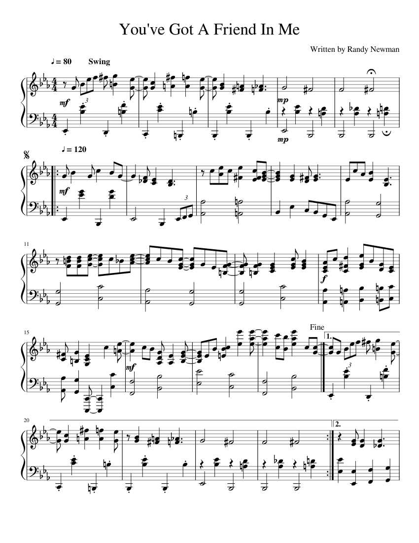 You Ve Got A Friend In Me Sheet Music For Piano Solo Musescore Com