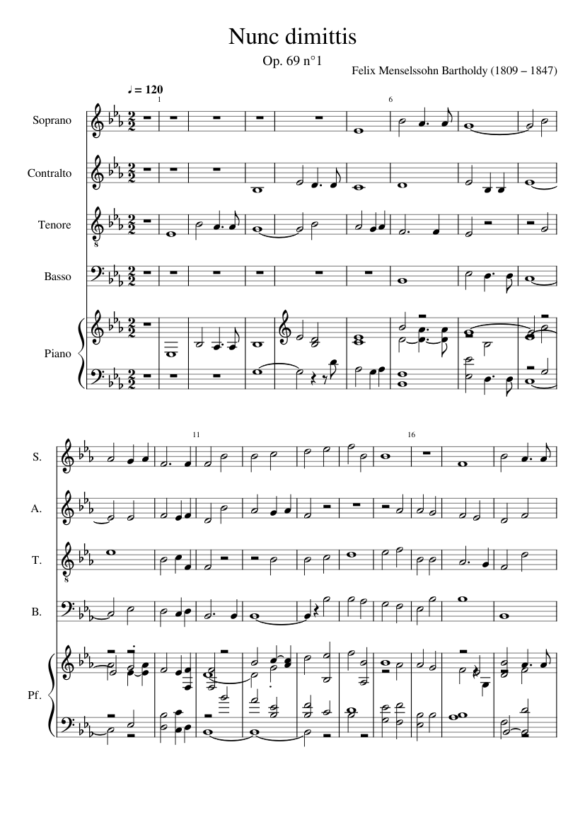 Op. 69 No. 1 Nunc dimittis Felix Mendelssohn Bartholdy