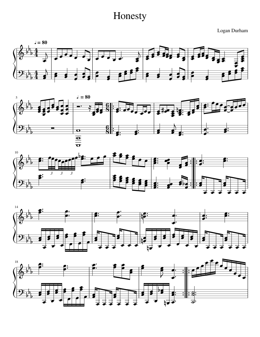 Honesty Sheet music for Piano (Solo) | Musescore.com