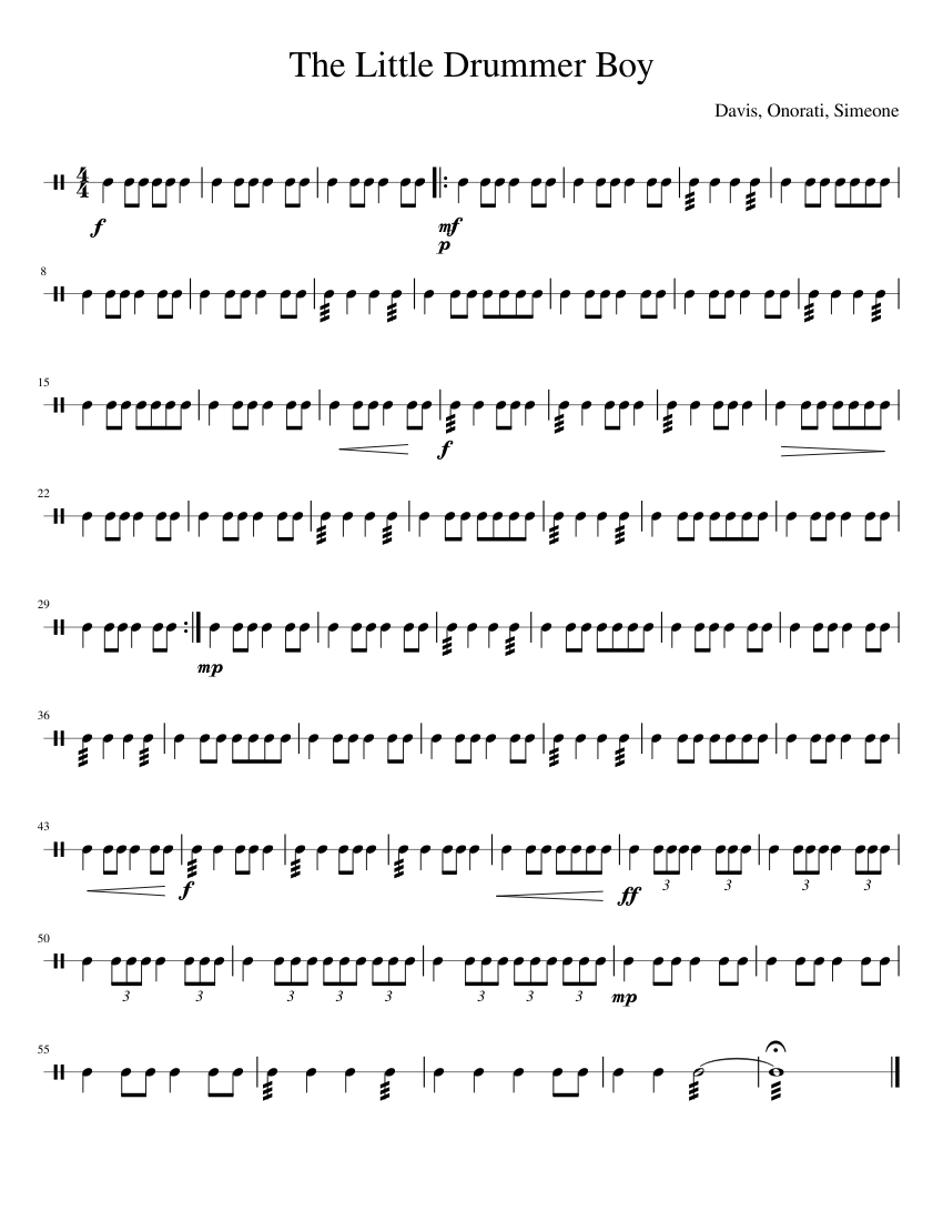 The Little Drummer Boy Sheet music for Snare drum (Solo)