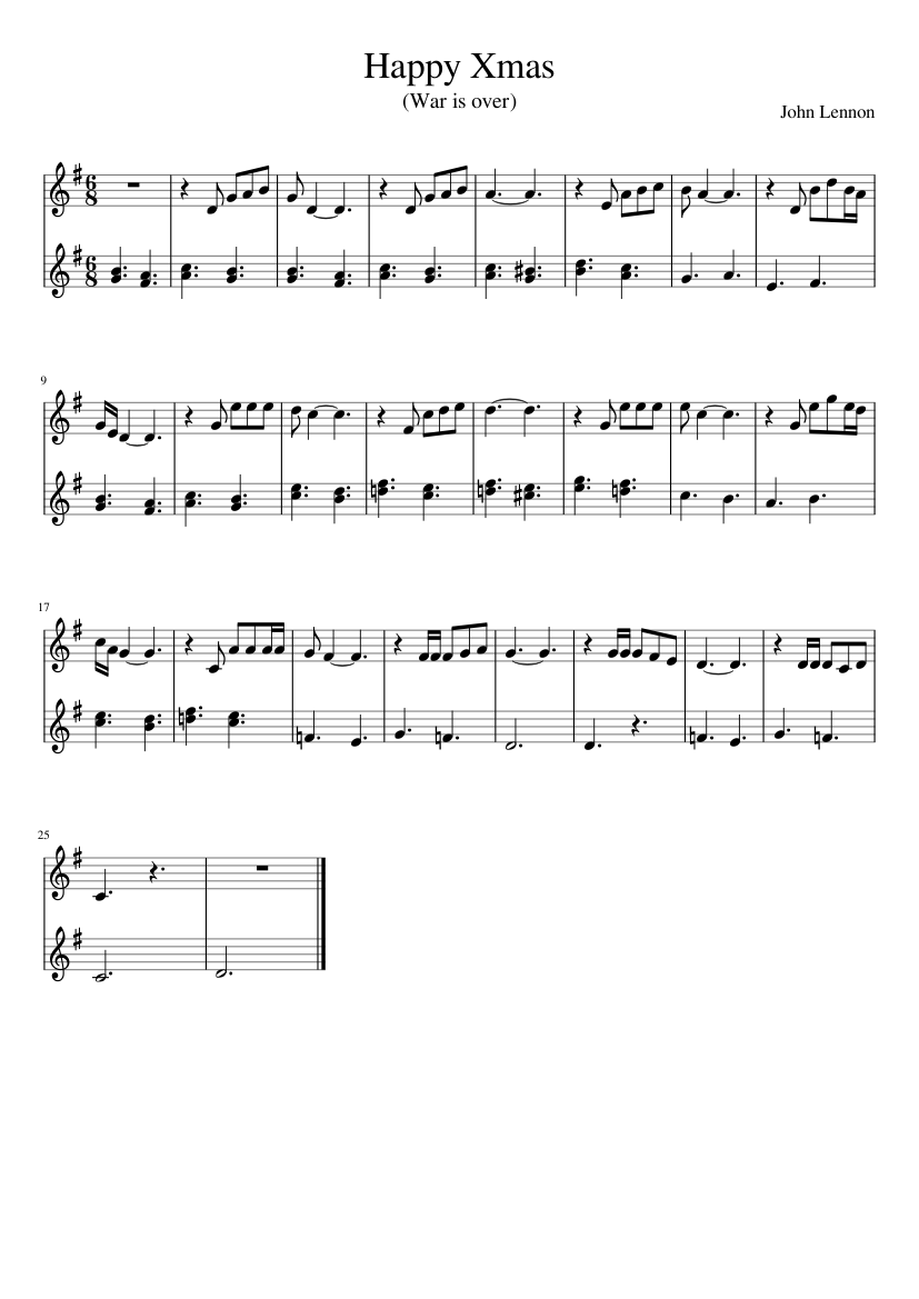 Happy Xmas (War is over) - John Lennon Sheet music for Piano (Solo) |  Musescore.com
