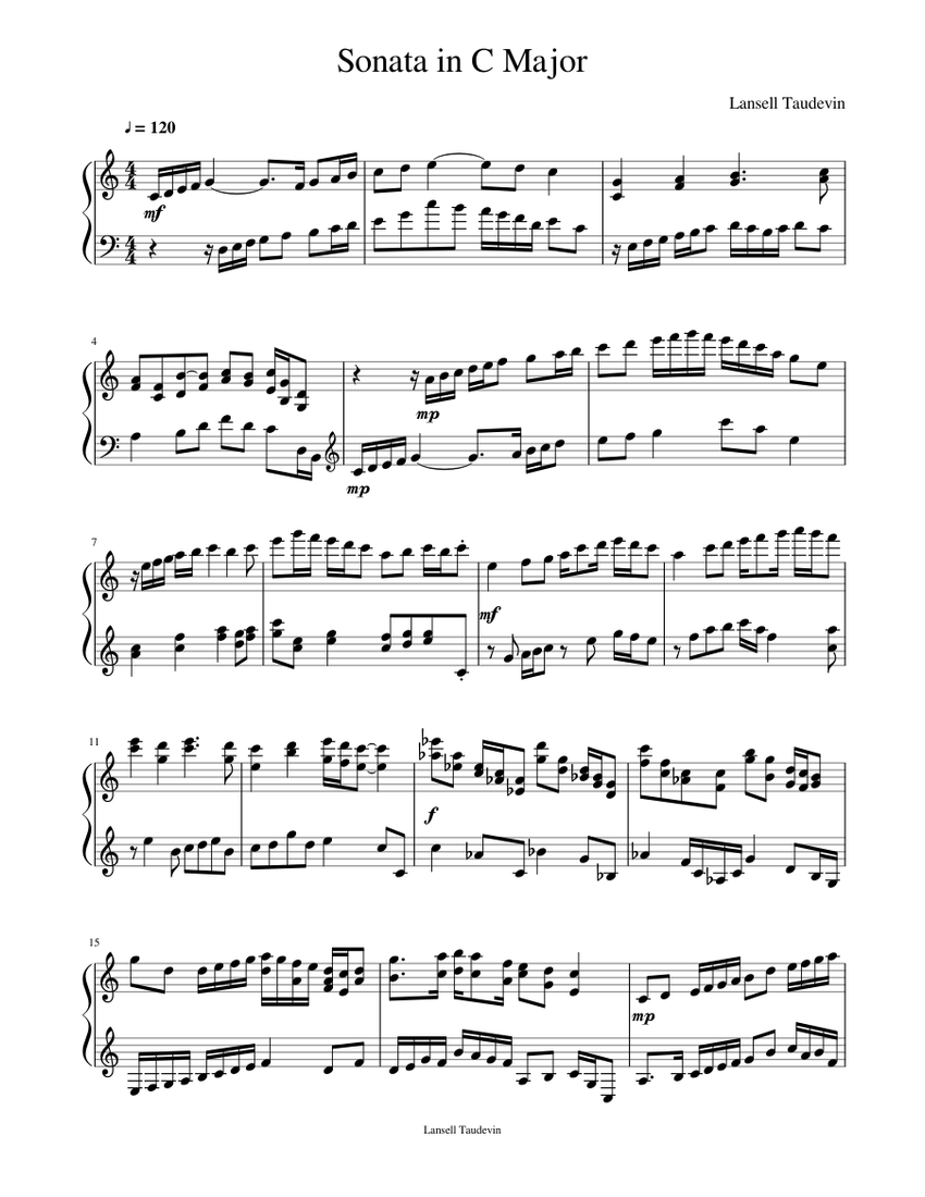 Sonata in C Major Sheet music for Piano (Solo) | Musescore.com