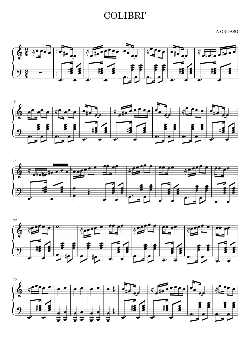 COLIBRI' Sheet music for Piano (Solo) | Musescore.com