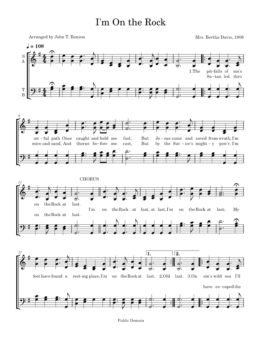 I'm On the Rock Sheet music for Synthesizer (Mixed Duet) | Musescore.com