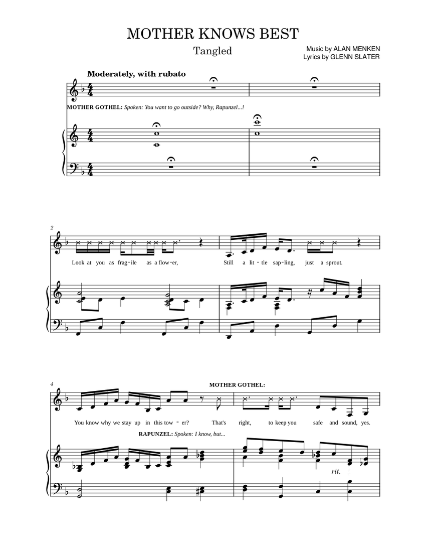 Mother Knows Best Sheet music for Piano (Piano-Voice) | Musescore.com
