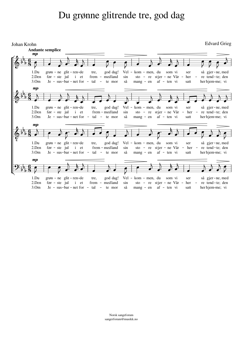 Du grønne glitrende tre god dag