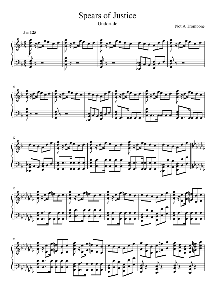 Spears of Justice - Undertale Sheet music for Piano (Solo) | Musescore.com