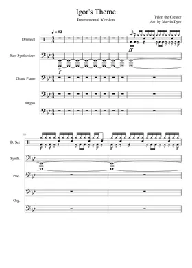IGOR'S THEME (wip) Sheet music for Piano, Trumpet in b-flat, Drum group,  Synthesizer (Mixed Quintet)