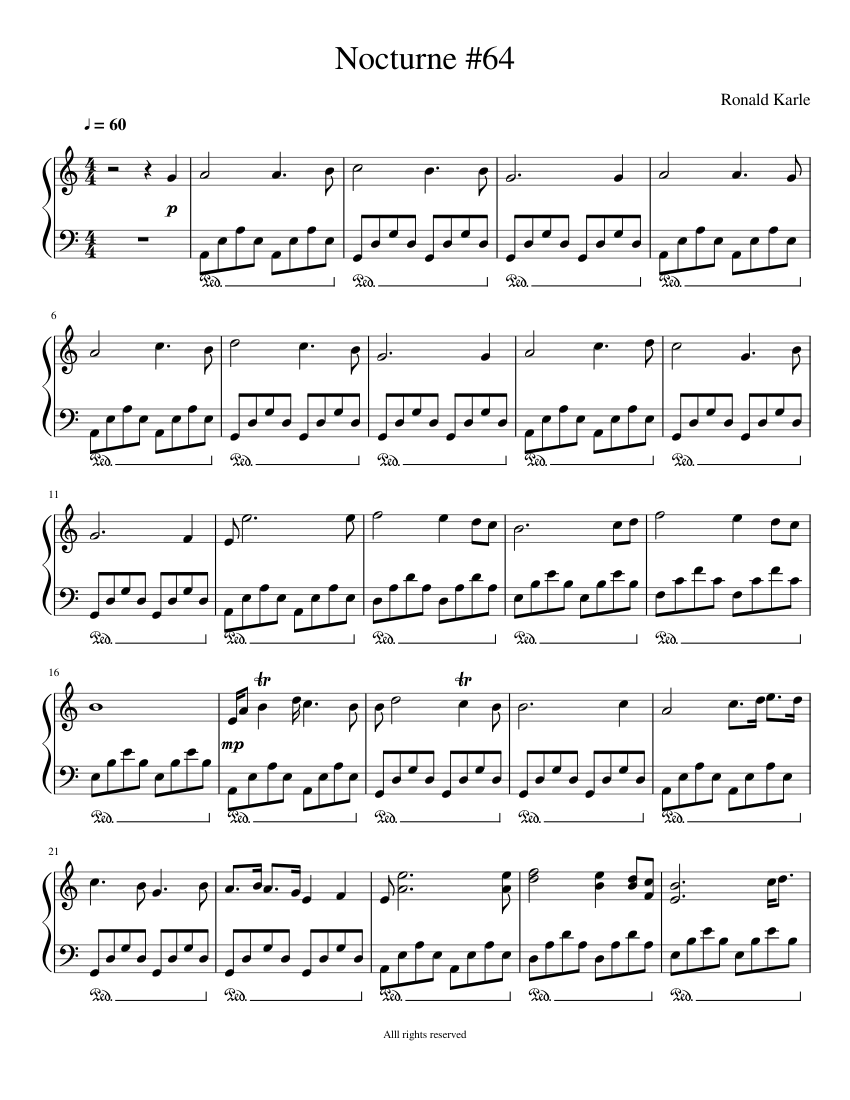 Nocturne #64 Sheet music for Piano (Solo) | Download and print in PDF