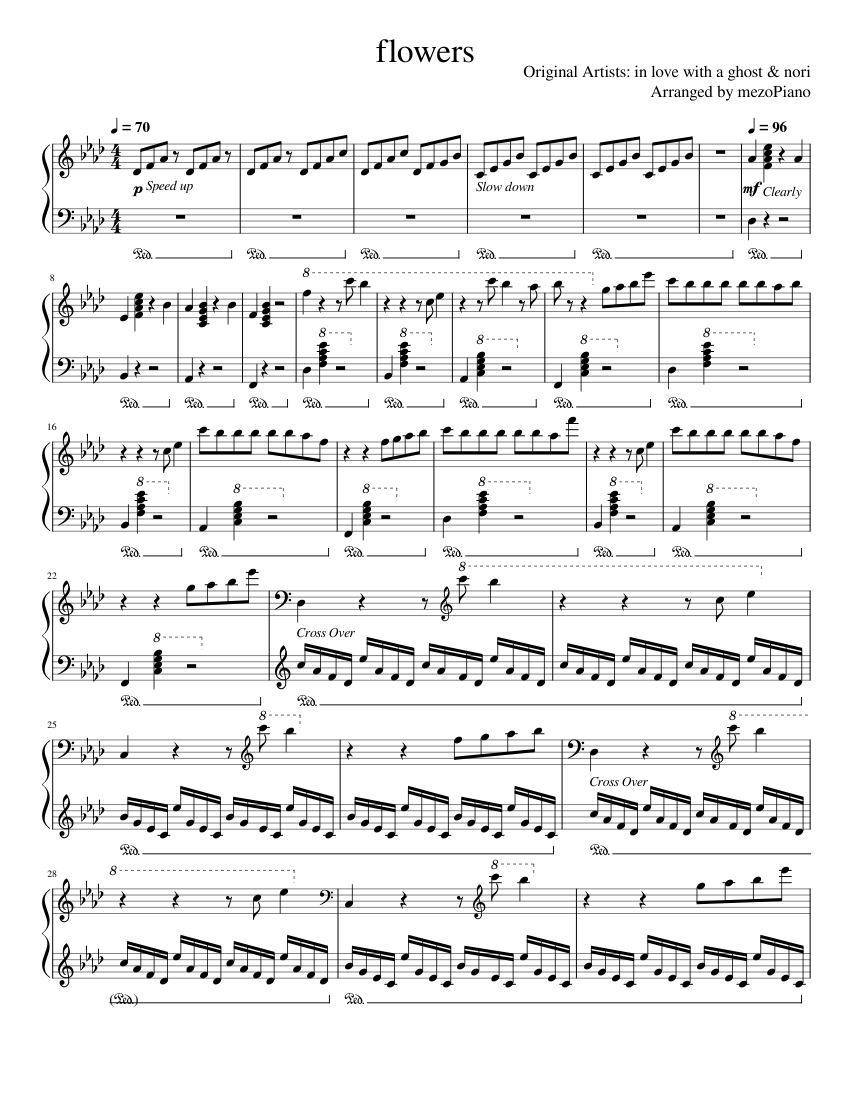 Flowers ft. nori – in love with a ghost Sheet music for Piano (Solo) |  Musescore.com