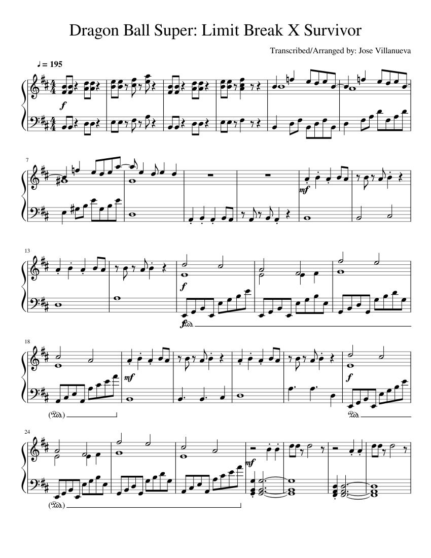 Dragon Ball Super Opening 2 Limit Break x Survivor Piano Arrangement