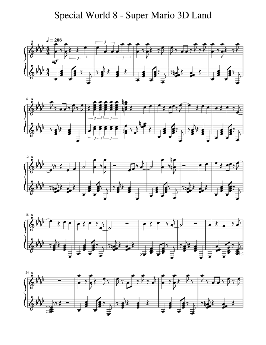 Special World 8 - Super Mario 3D Land – Mahito Yokota Sheet music for ...