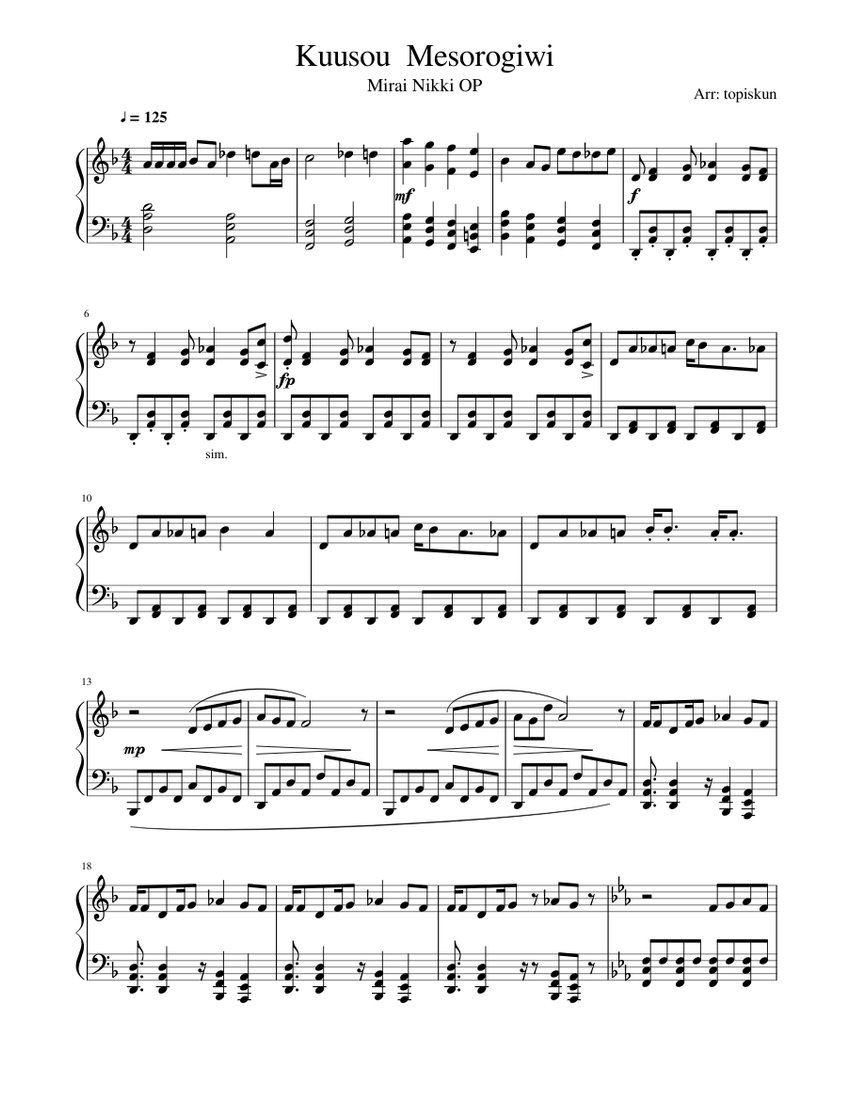 MIDI] Kuusou Mesorogiwi (Mirai Nikki OP) on SC-88Pro (Full instrumentation)  