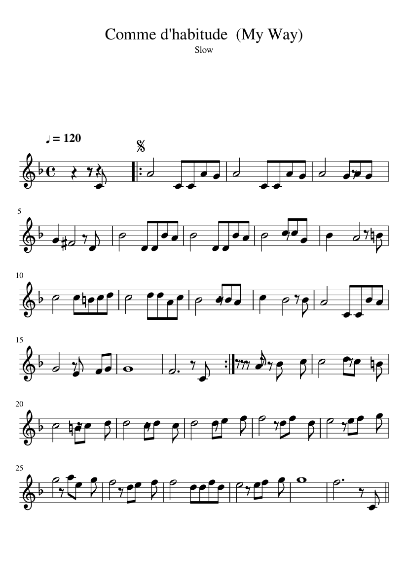 Comme d'habitude (My Way) Sheet music for Piano (Solo) | Musescore.com