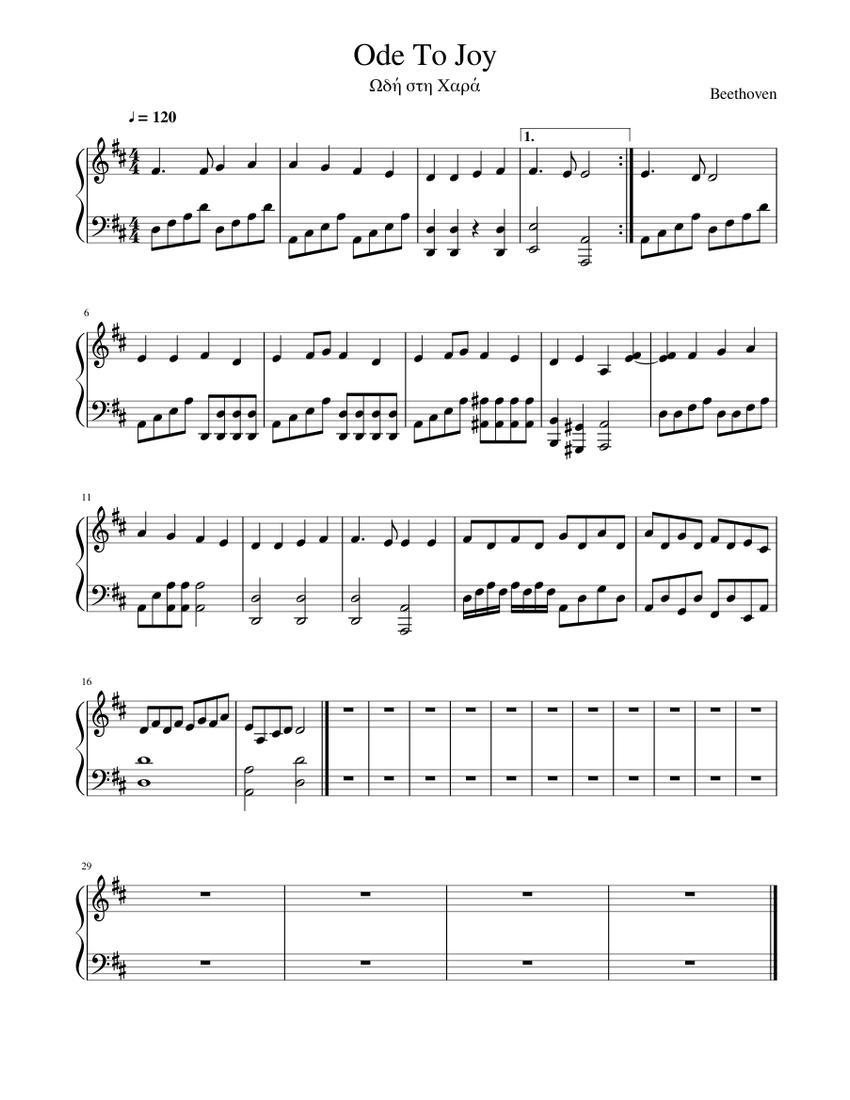 Ode to Joy Sheet music for Piano (Solo) | Musescore.com