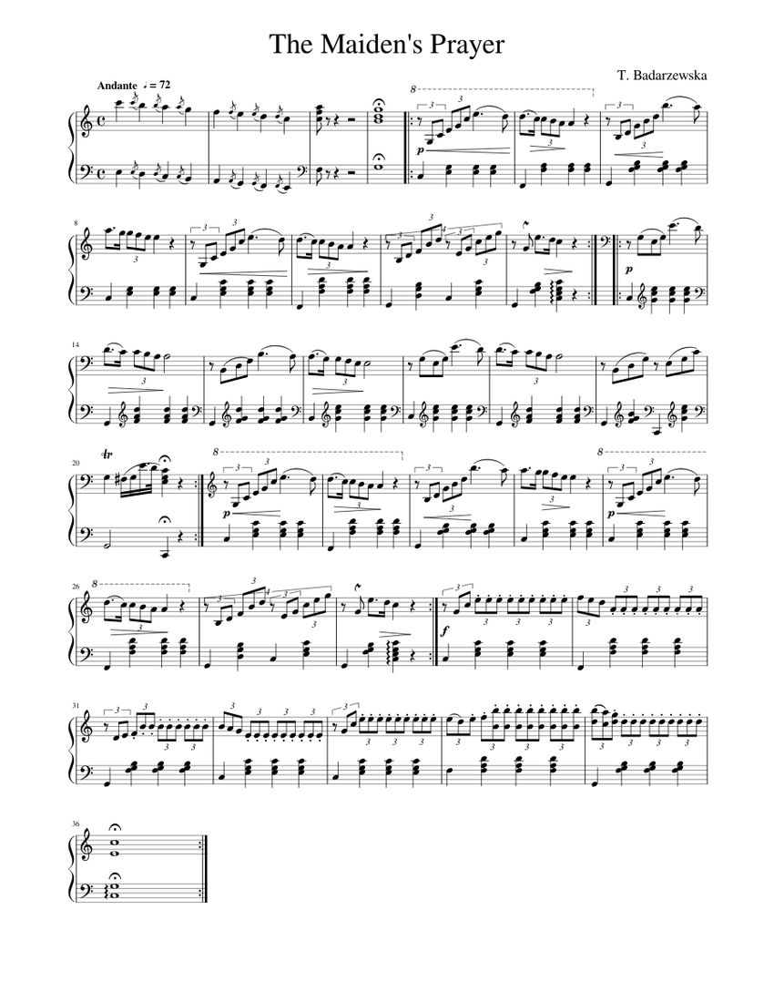 The Maliden's Prayer ( 소녀의 기도 ) Sheet music for Piano (Solo) | Musescore.com
