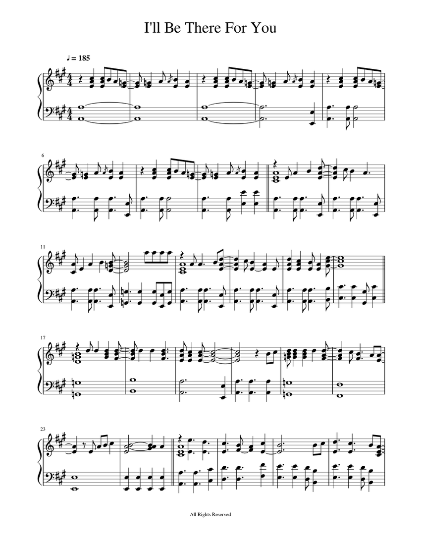 I Ll Be There For You Sheet Music For Piano Solo Musescore Com