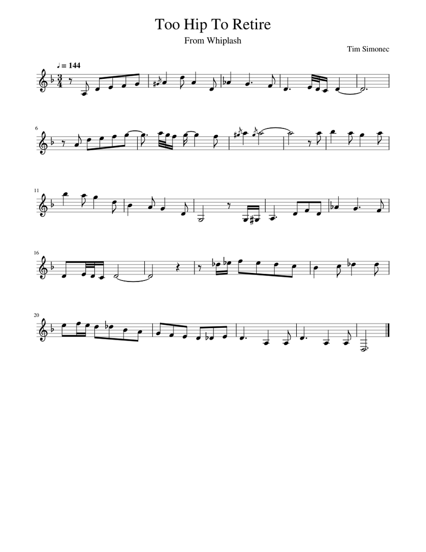 Too Hip To Retire Bass Solo Sheet music for bass